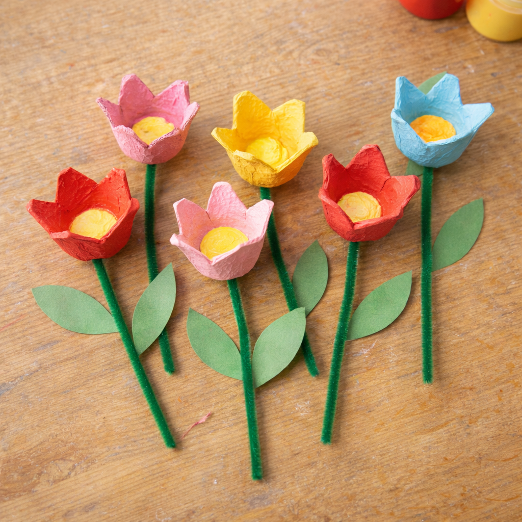 Upcycling Idee Eierkarton Blumen 