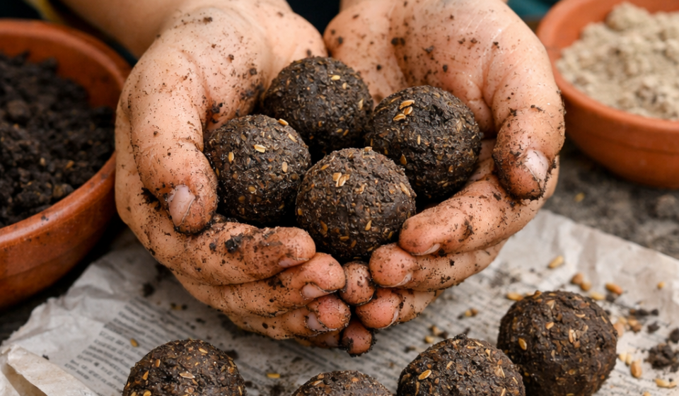 DIY Idee -Samenbomben mit Kindern machen. Eine nachhaltige Geschenkidee.