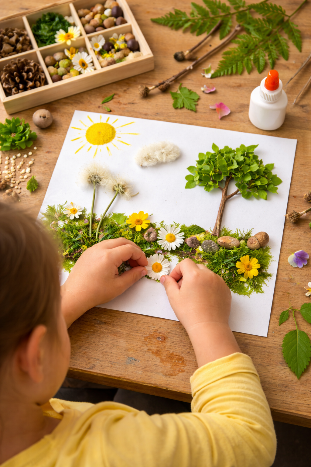 Natur Collage legen und basteln mit Naturmaterialien