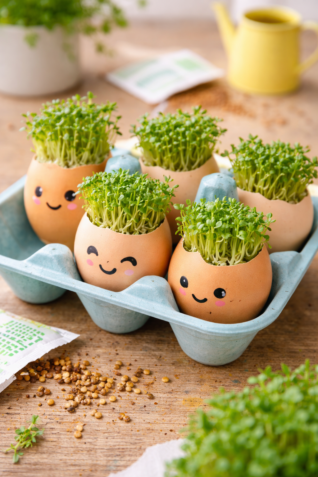 Kresse pflanzen in Eierschalen