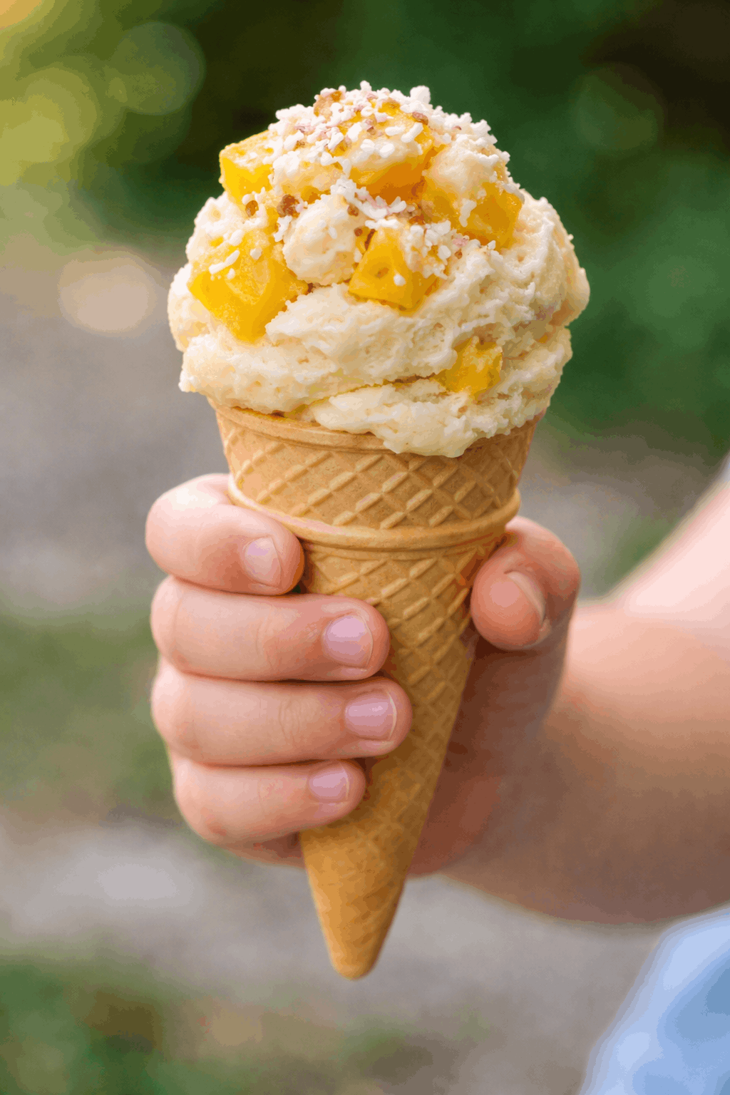 Kokos-Mango-Eis vegan und frisch gemacht. Super lecker!