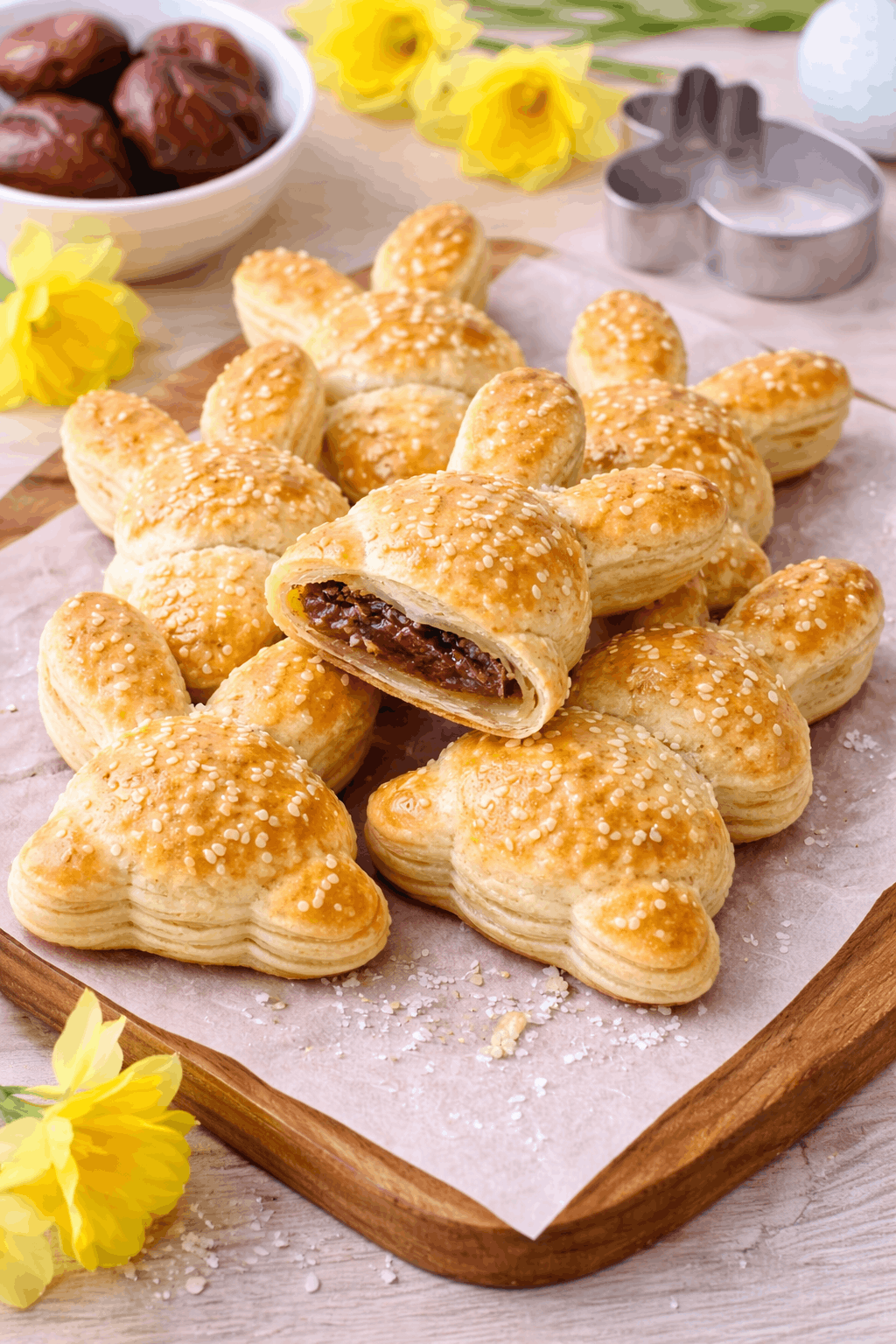 Blätterteig Hasen, perfekte Osterrezeptidee die Last Minute zubereitet ist.