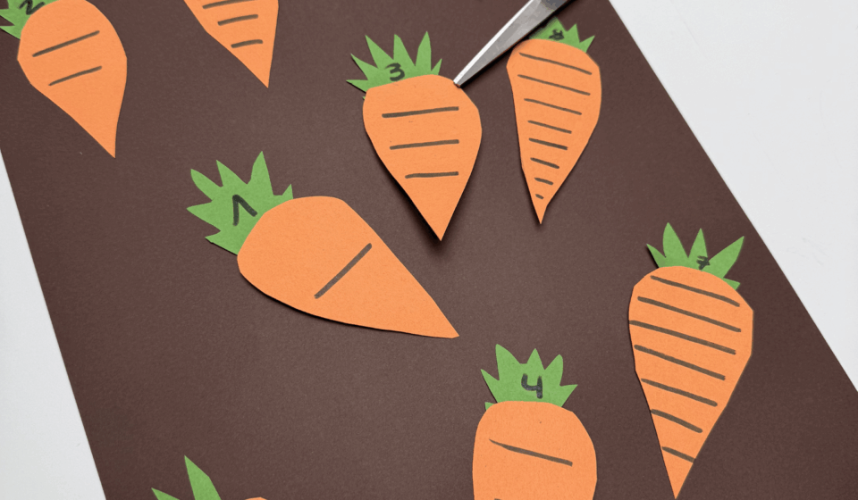 Karotten kleinschneiden- Osteridee um Feinmotorik zu schulen