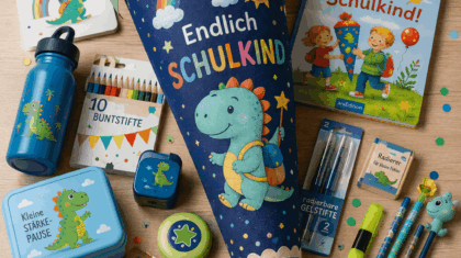 Festlich gefüllte Schultüte mit Geschenken und Naschereien zur Einschulung – Schultüte füllen mit schönen Ideen