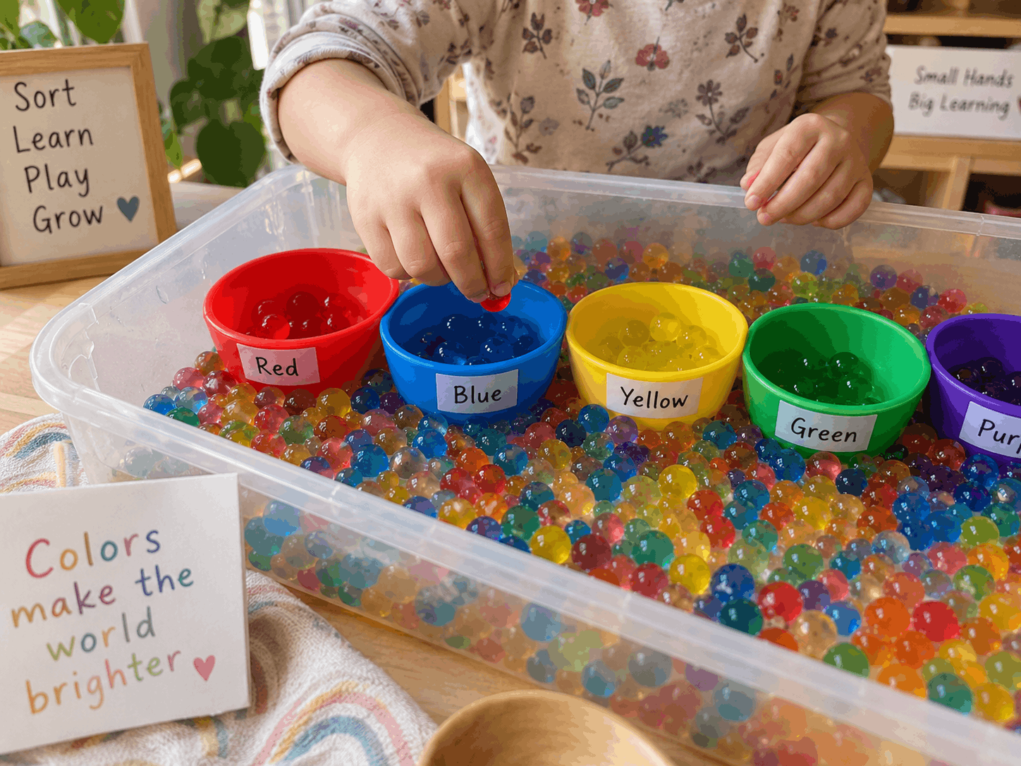 Wasserperlen für Kinder: Nach Farben sortieren Sensorisches Erlebnis