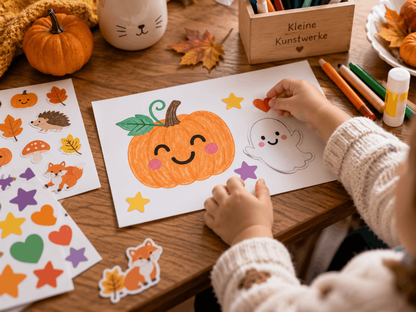 Bastelidee zu Halloween: Kürbis bestickern