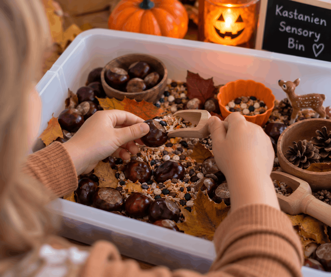 Sensory Play für Kinder mit Kastanien - Kastanien Sinnesbad