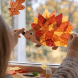 Igel Fensterbild aus Transparentpapier, Bastelidee für Kinder